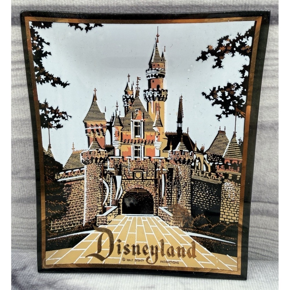 VINTAGE 1960'S DISNEYLAND SOUVENIR‎ GLASS ASHTRAY TRINKET TRAY - HOUZE ART